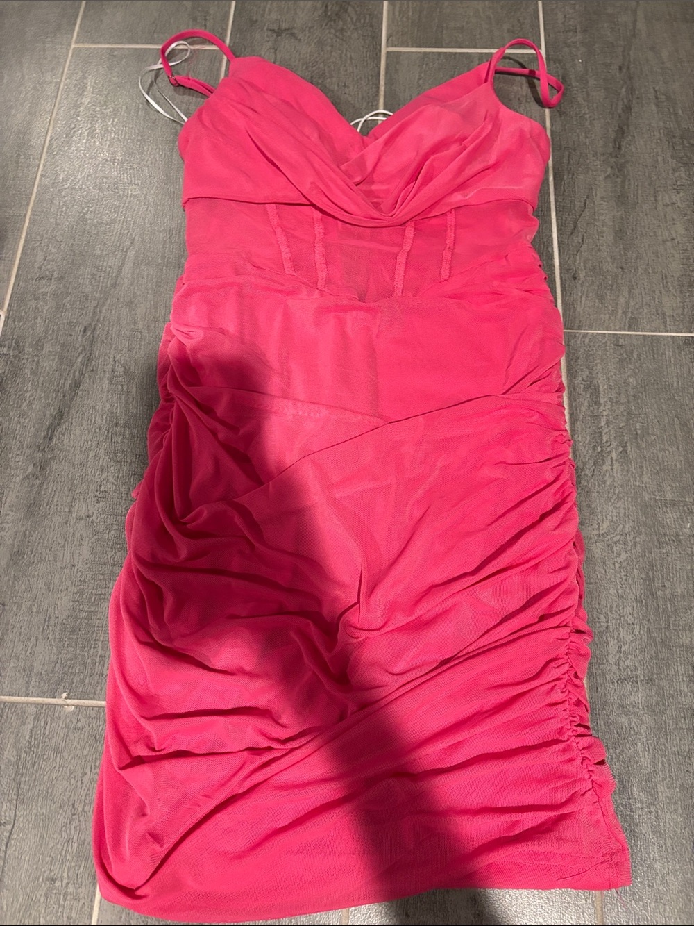 Women’s Hot Pink Ruched Slip Dress